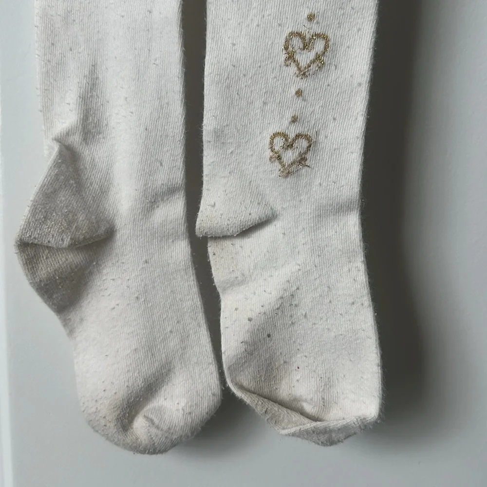 Janie and Jack Girl's tights footsie size 4-5 White